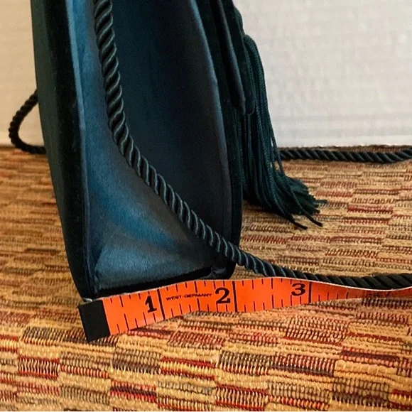 Green Velvet Clutch with Tassel Detail - Picture 4 of 7